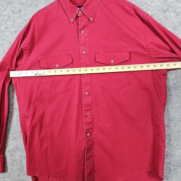 Wrangler Men's Shirt X-Long Tails Size 17.5-36 (XL) Red 100% Cotton Button Down - Picture 8 of 11